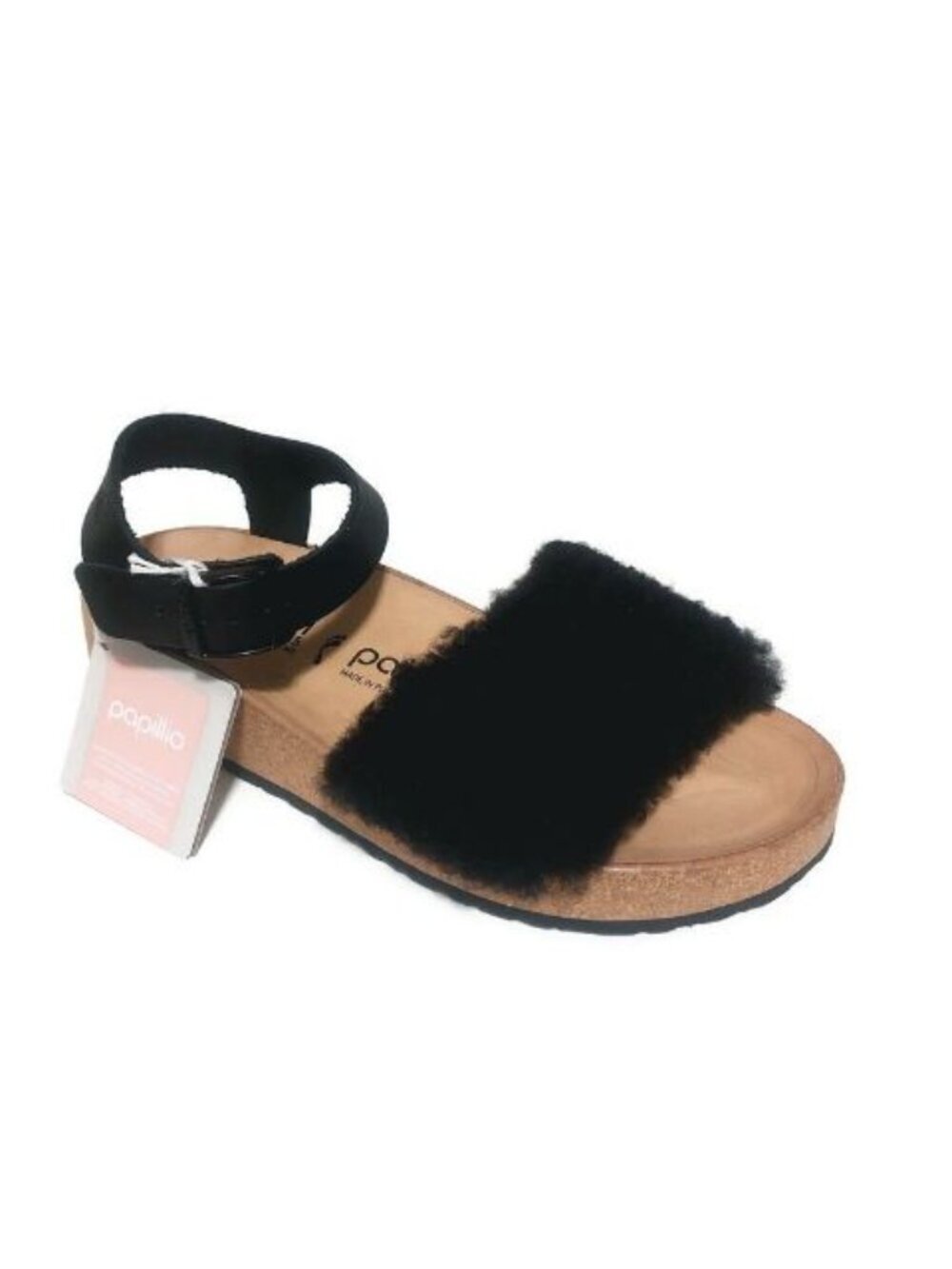 Papillio Birkenstock Glenda Leather Sandals Womens Size 10 Narrow Teddy Black